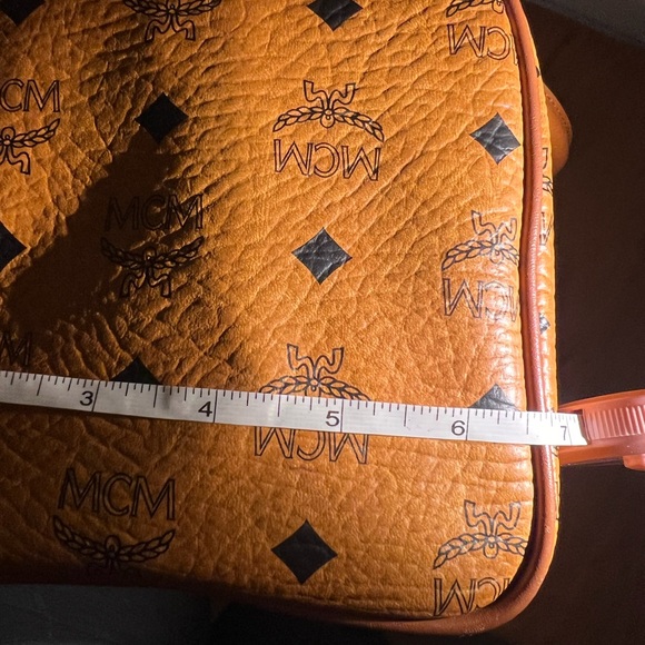 MCM Limited Edition Striped Boston Bag in Cognac Visetos Coated Canvas - Picture 10 of 16